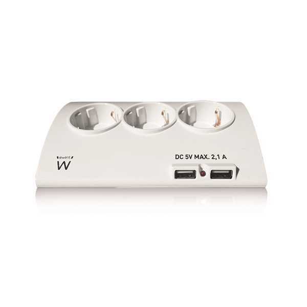 Ewent Extensão elétrica 5 tomadas  2 usb 1,5m branco - - EW3935
