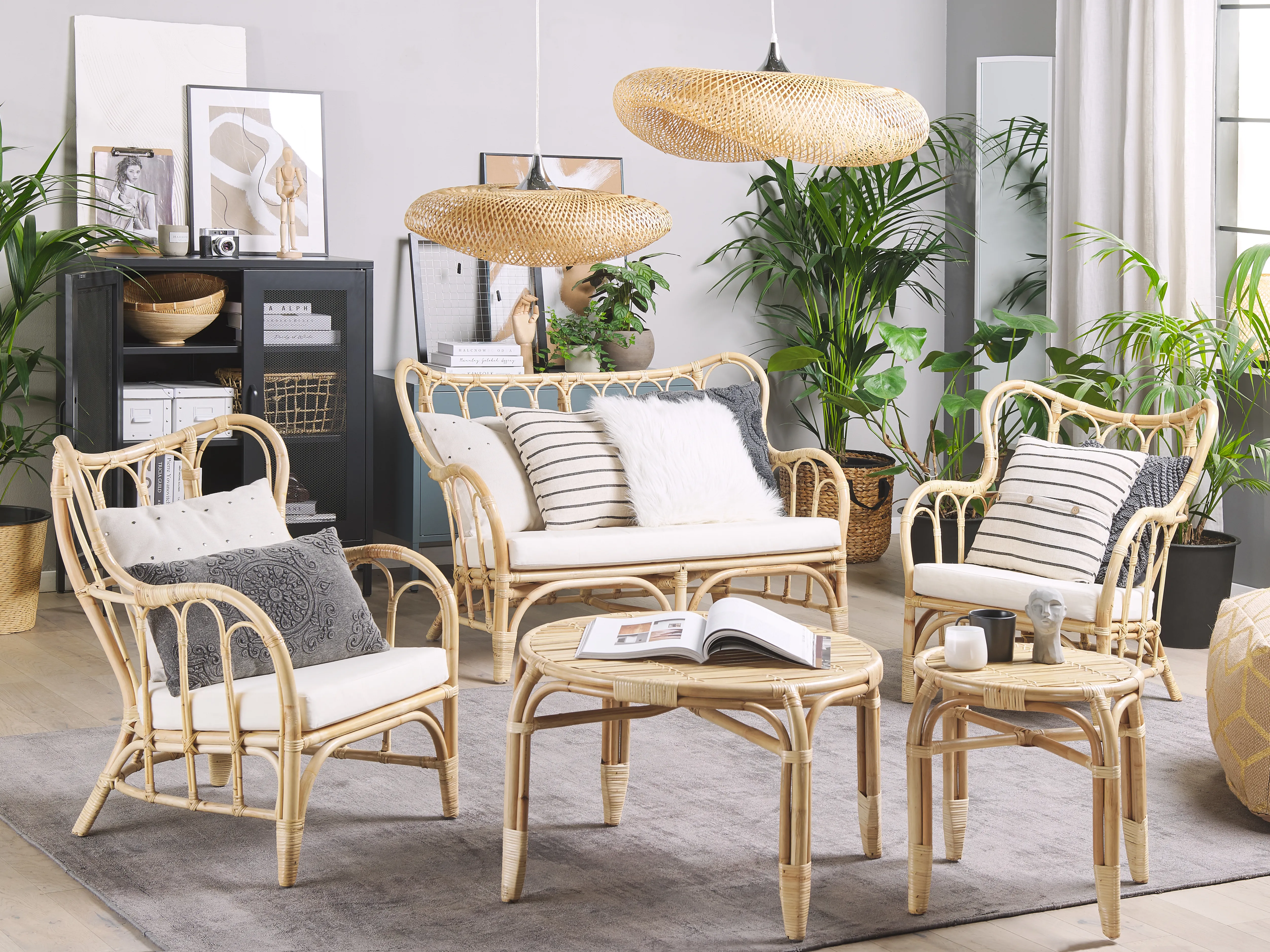 Loungeset met tafel 4-zits BRINDISI Rotan Natuurlijk