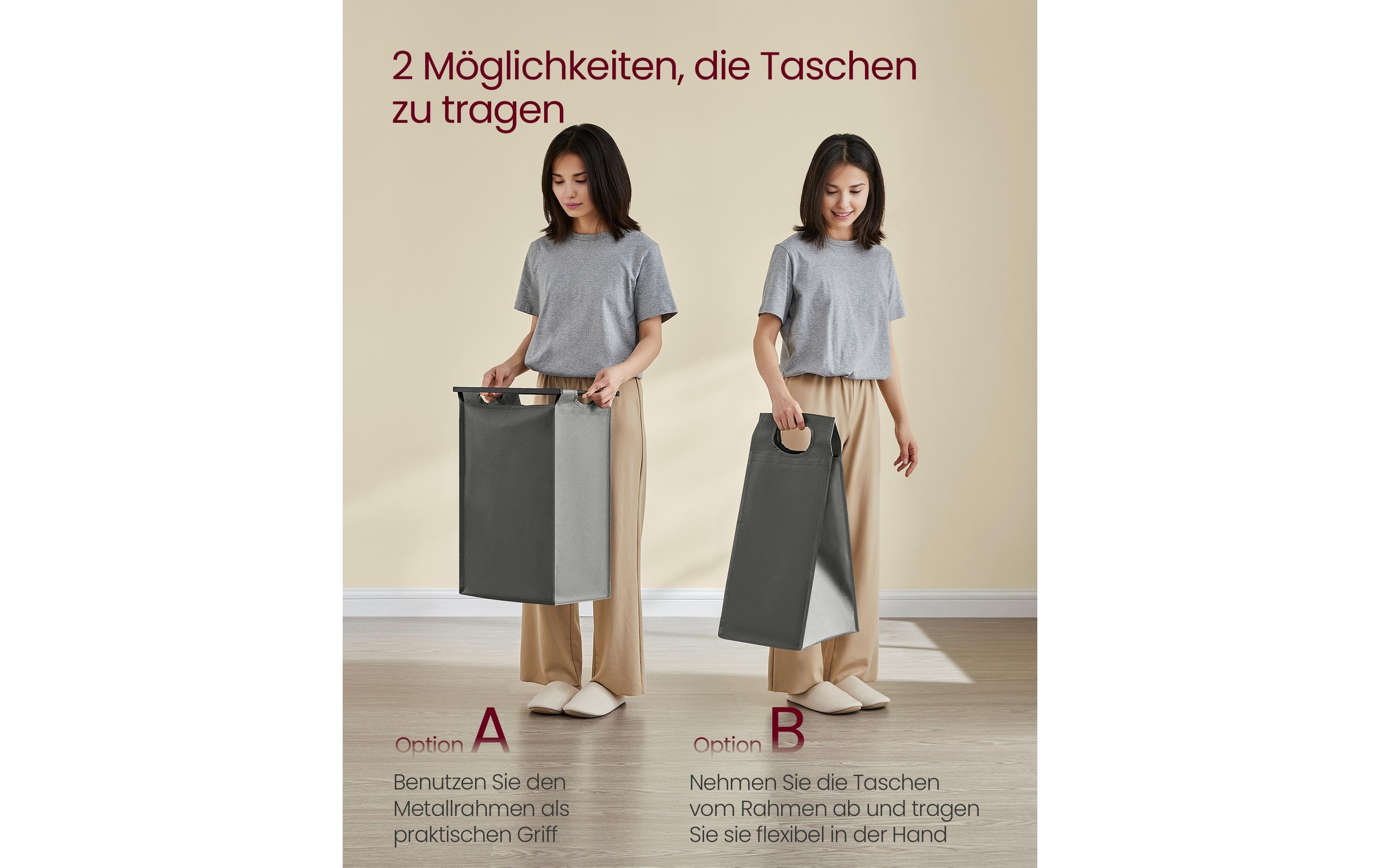 Wäschekorb mit Ablage 4 x 40 l, Grau/Schwarz<br>Wäschesammler