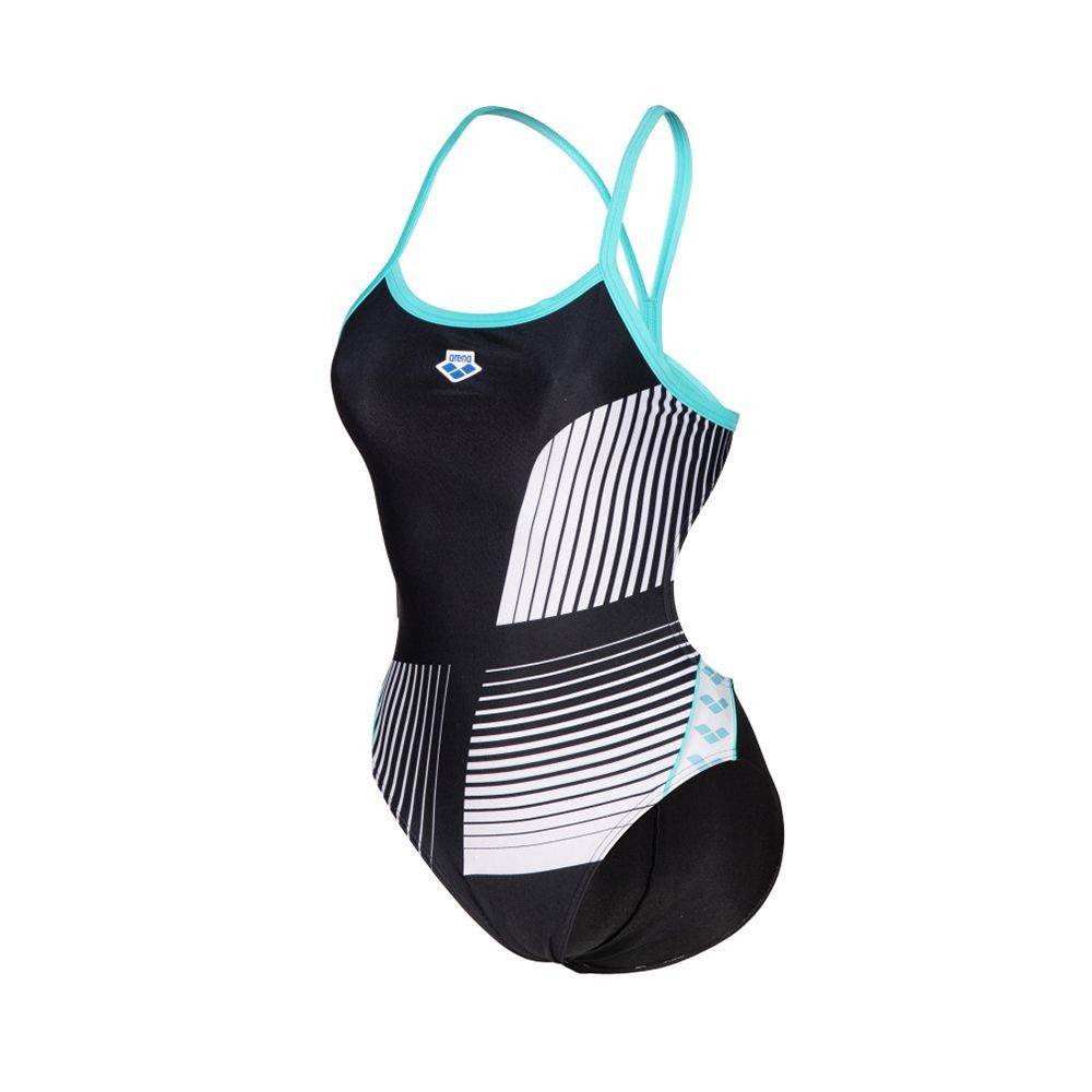 Arena ICONS CHALLENGE BACK LOGO - Maillot de bain 1 pièce Femme black/white/blue diamond