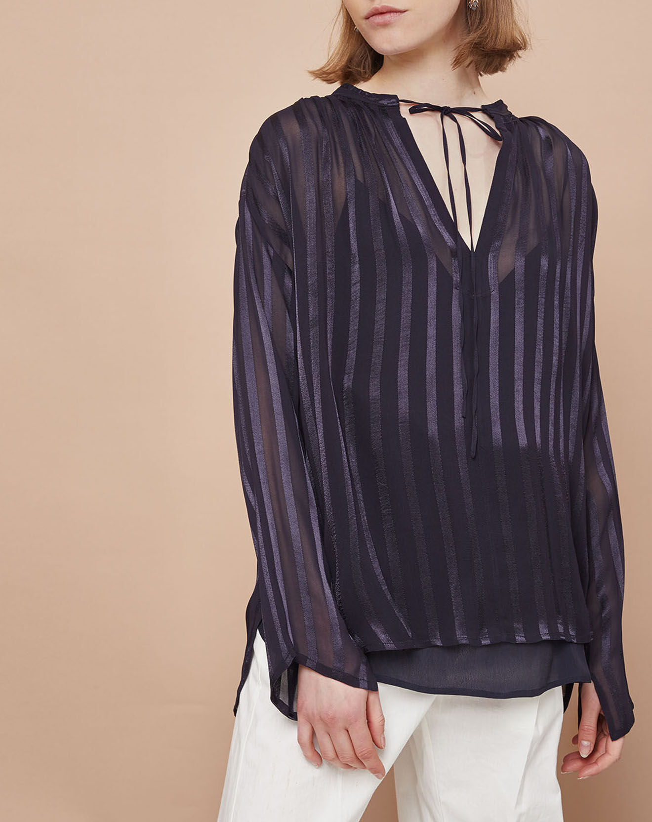 Mare di Latte Blouse Elene à rayures encre