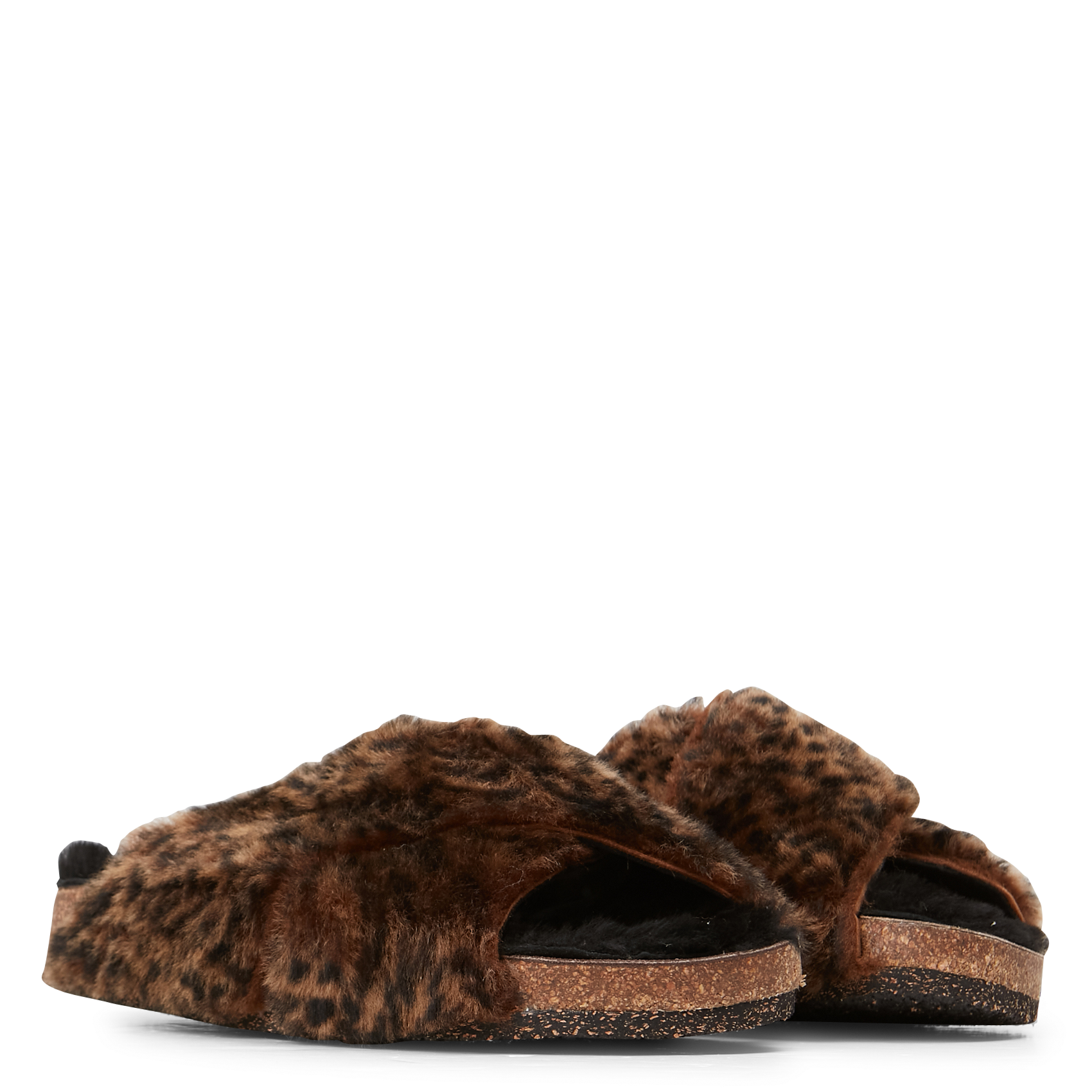 Sandales fourrée en cuir| Multicolore