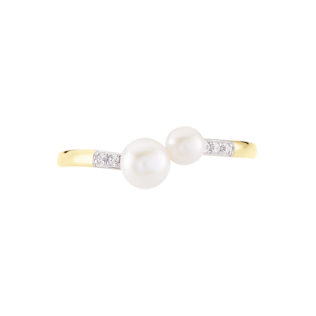 Bague Primo Or Jaune Perle De Culture Et Oxyde De Zirconium