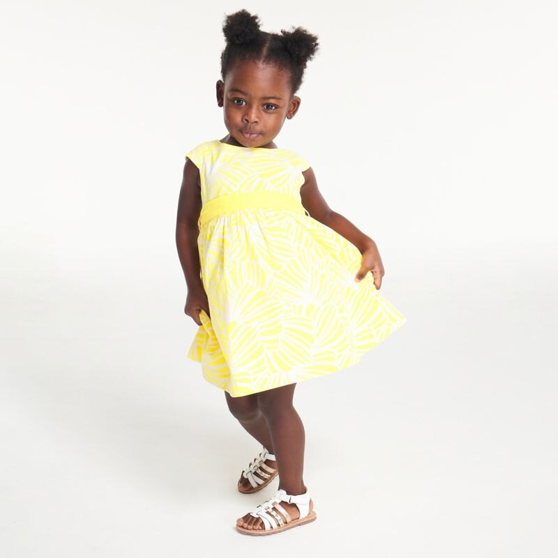 Robe de cérémonie impression graphique et bloomer jaune bébé fille Jaune