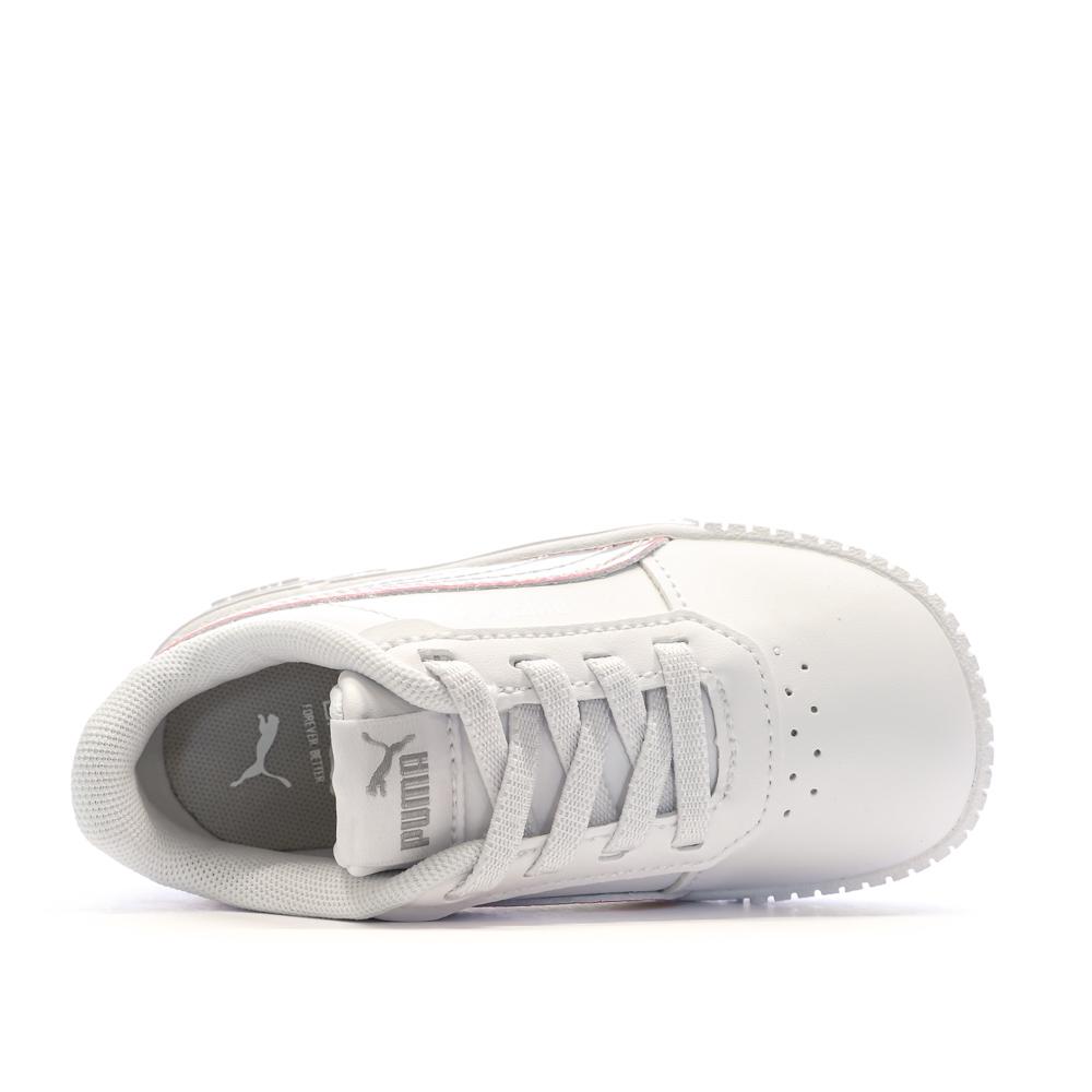 Puma Baskets Blanches/Roses Fille Puma Carina 2.0