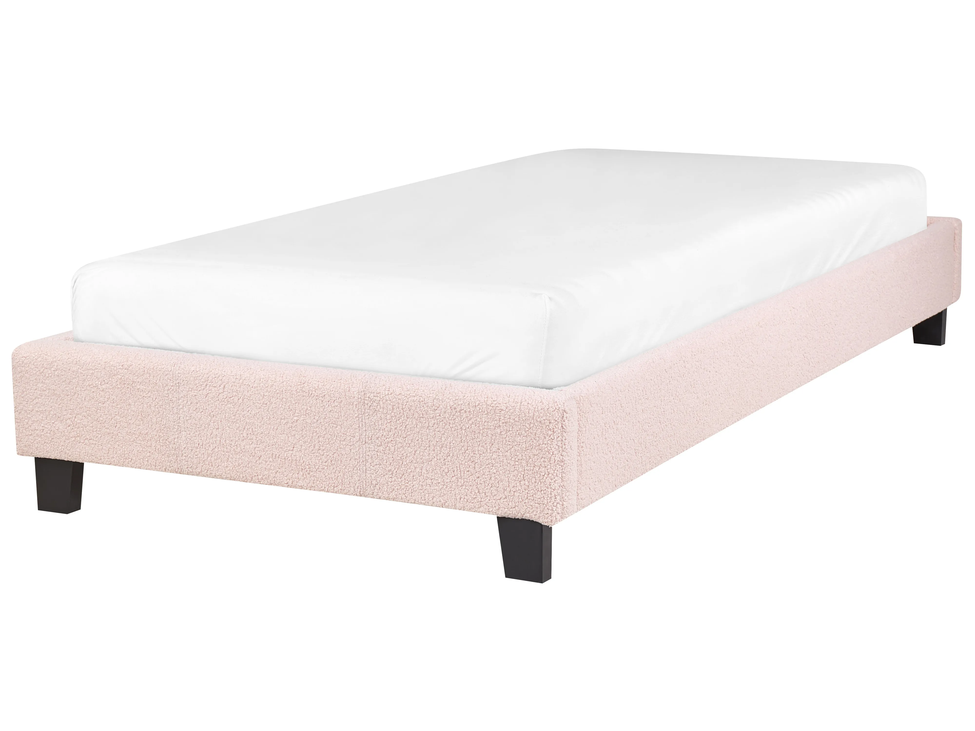 Bed zonder hoofdbord Bouclé ROANNE 90 x 200 cm Pastelroze