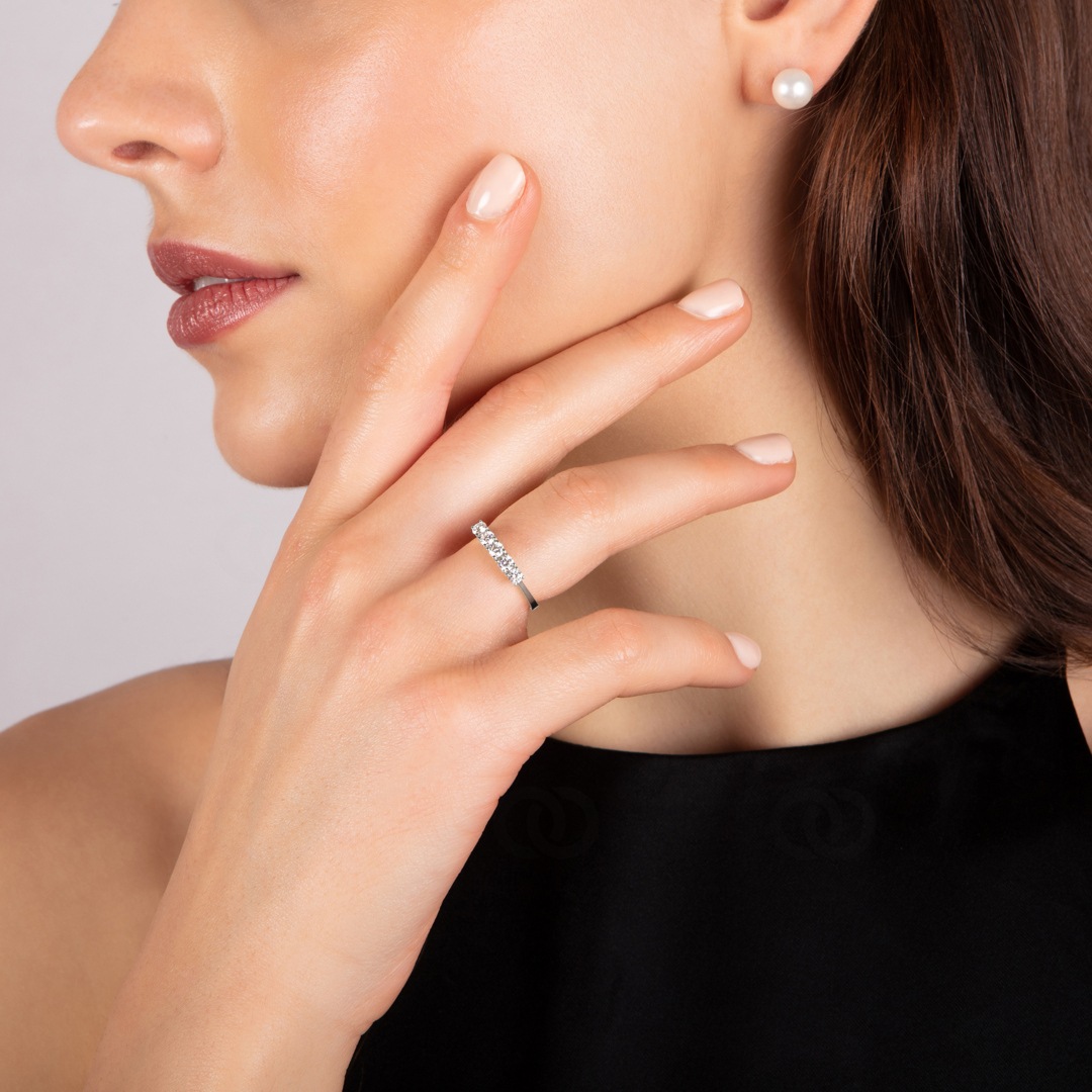 Verlobungsring 750/18 K Weissgold mit Diamanten 0.42 ct H/si