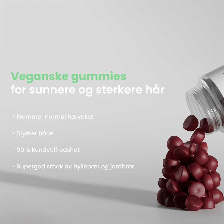 Hair Luxious for henne  - veganske gummies med hyllebær og jordbærsmak 60 stk