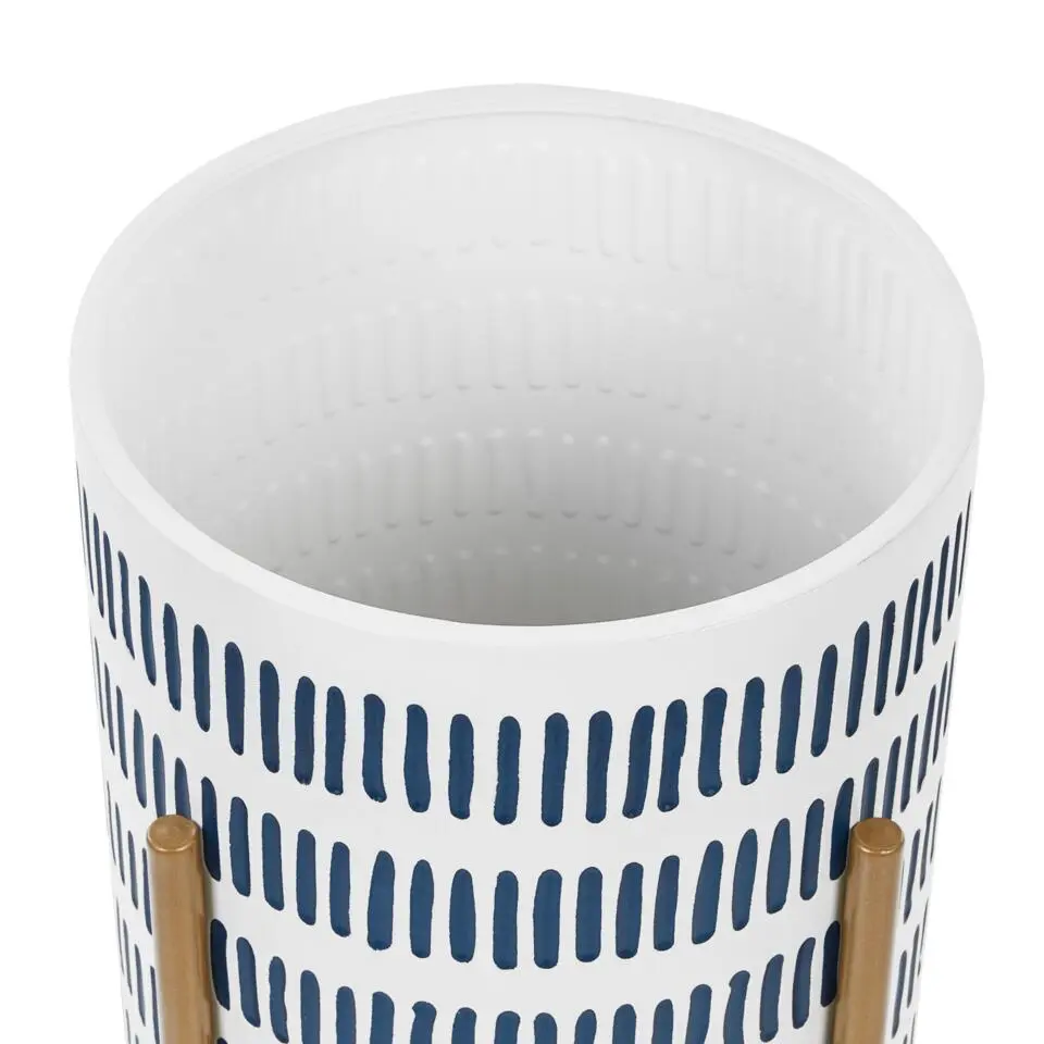 NEMOROSA - Bloempot - Wit/Blauw - 31 x 31 x 58 cm - Metaal