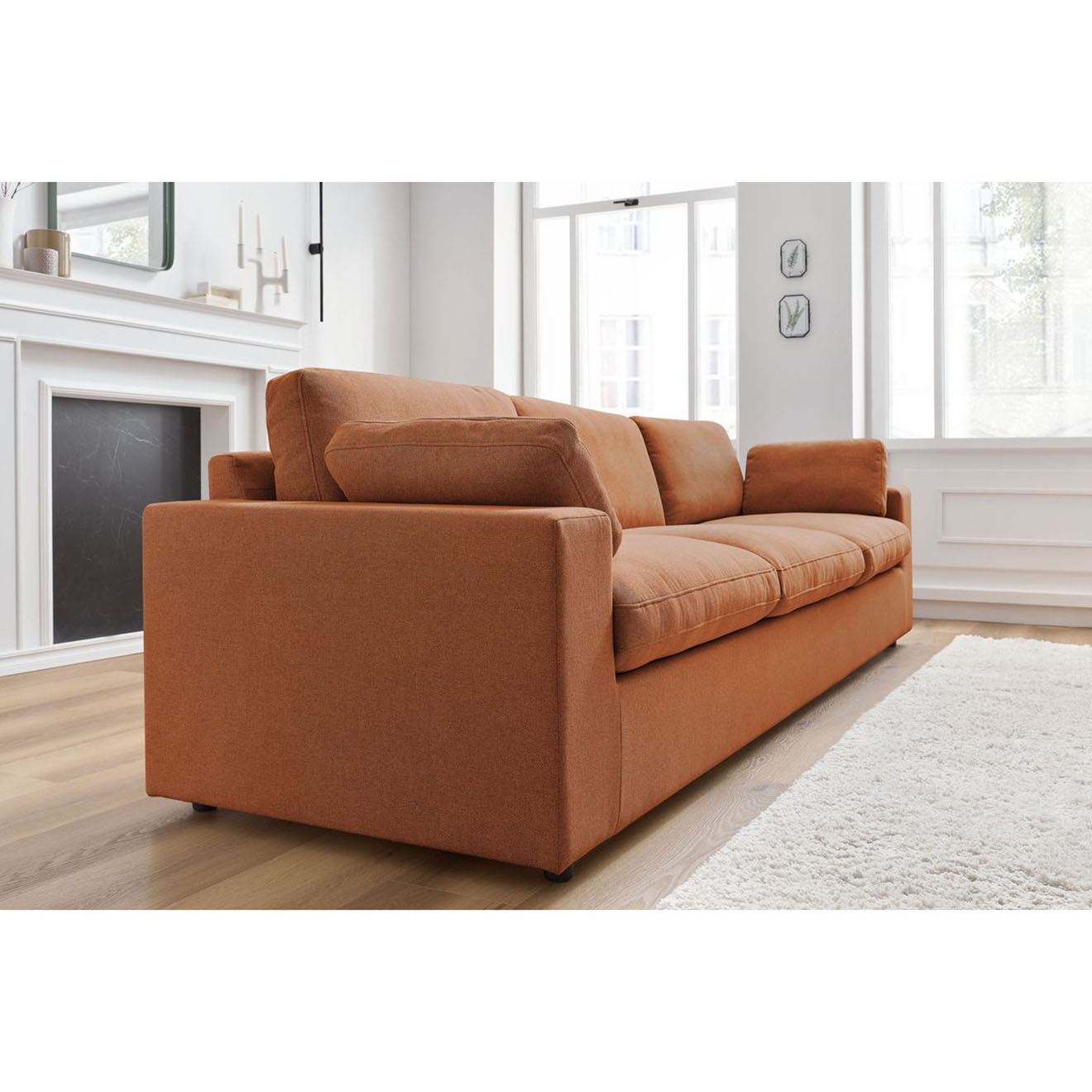 Bobochic Canapé droit fixe 4 places Belair orange - 280x93x80 cm