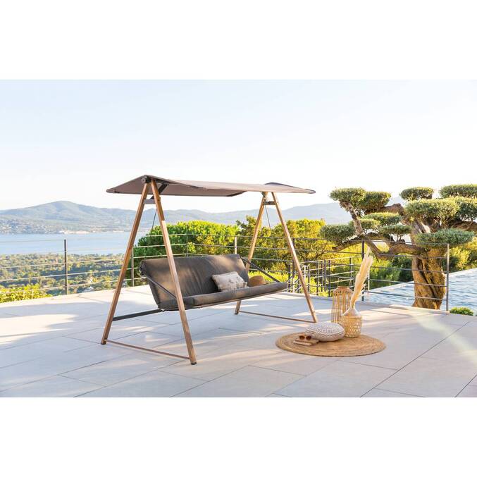 Balancelle de jardin SOLY Honey & Charbon