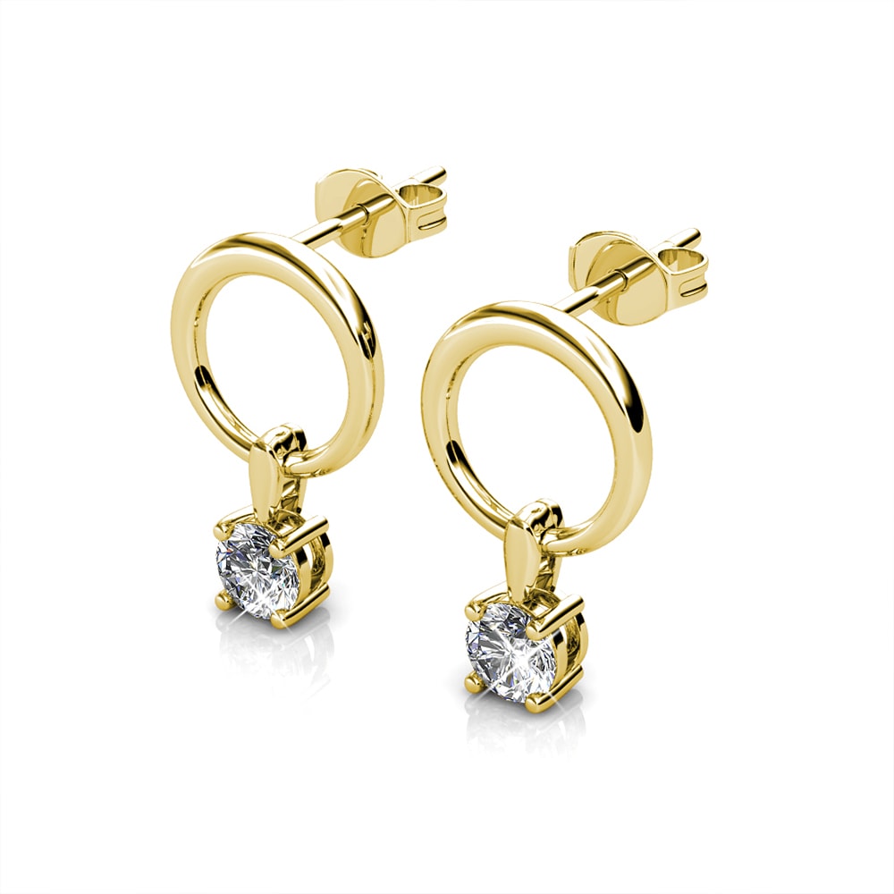 Boucles d'oreilles Octavia - Cristal blanc - Laiton plaqué or 18 k