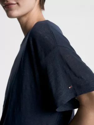 Camiseta de linho puro com modelagem relaxada