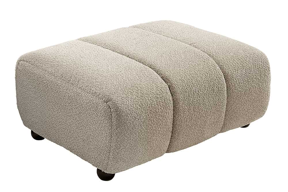Moderner Hocker ADLON 100cm champagner greige Bouclé Federkern Fußhocker Sitzhocker
