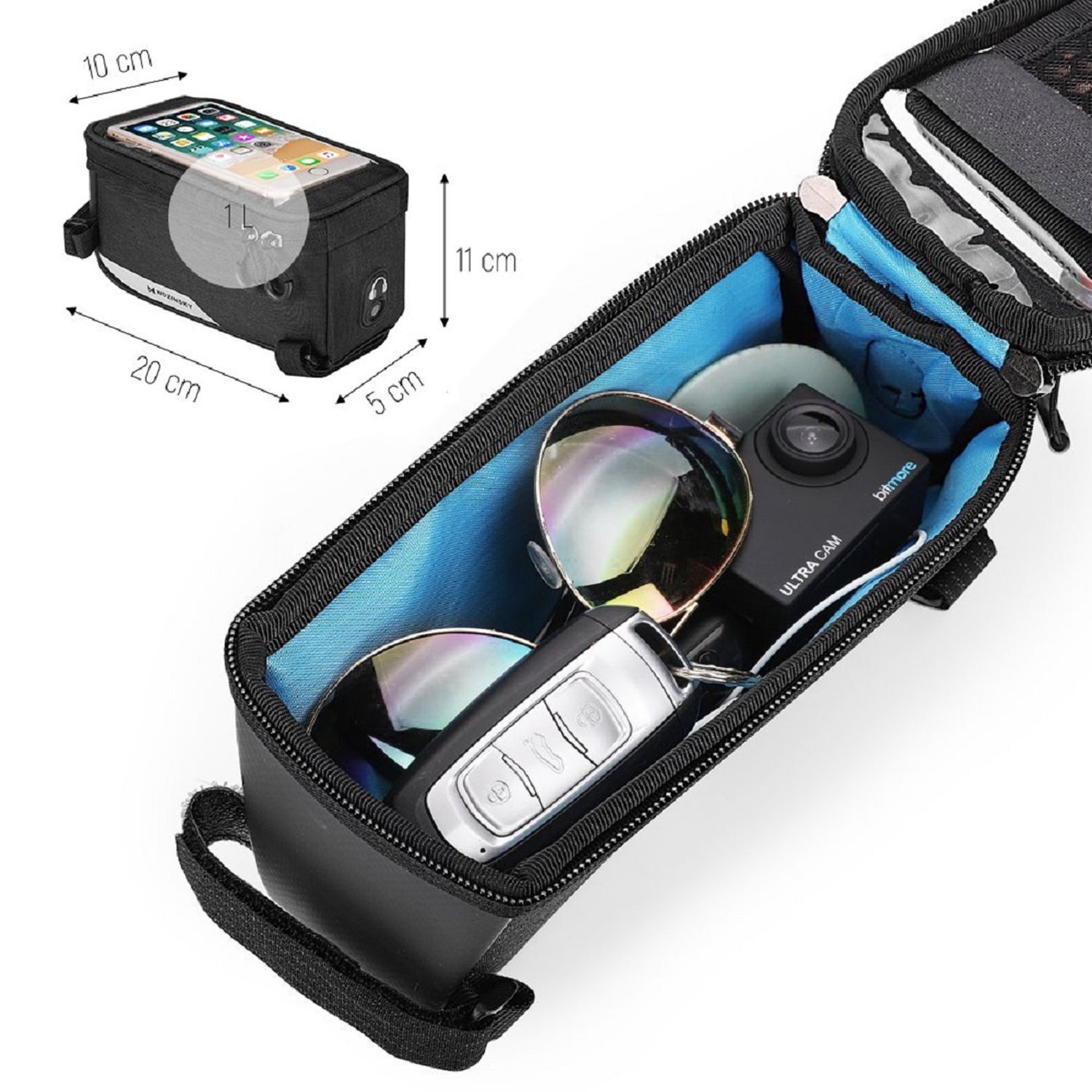Rahmen Fahrradtasche Handyhülle bis 6,5 Zoll 1l
