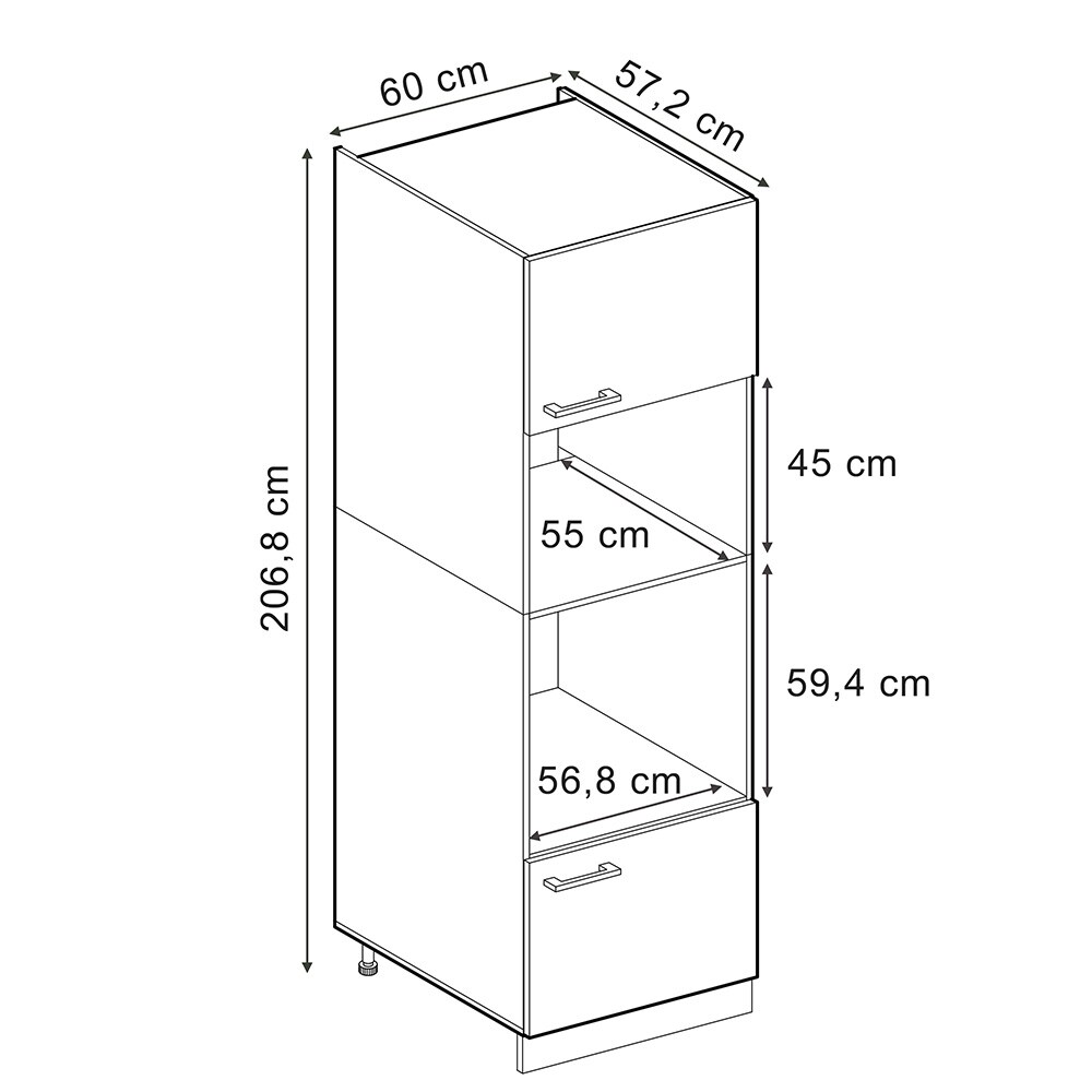 Vicco Mikrowellenschrank Küchenschrank R-Line Solid Anthrazit Blau Grau 60 cm modern