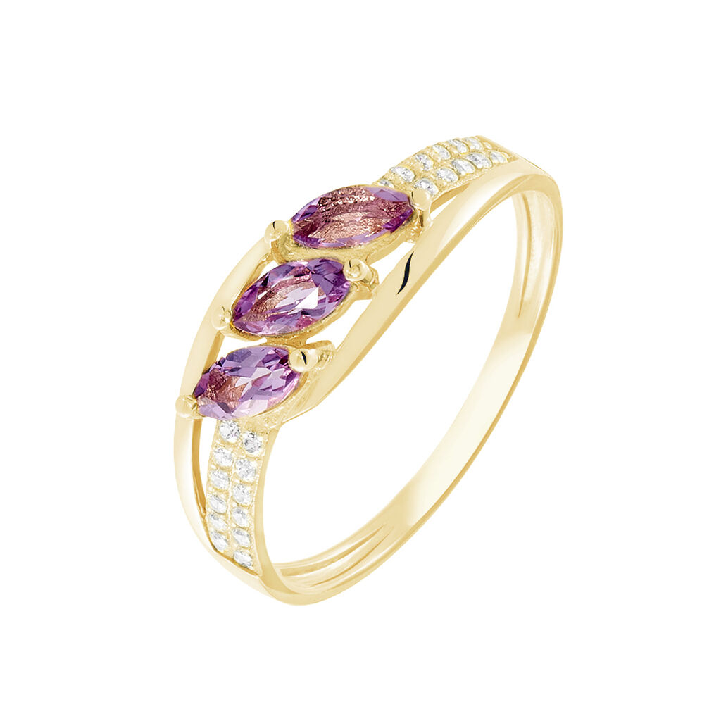 Bague Lukretia Or Jaune Amethyste Et Oxyde De Zirconium