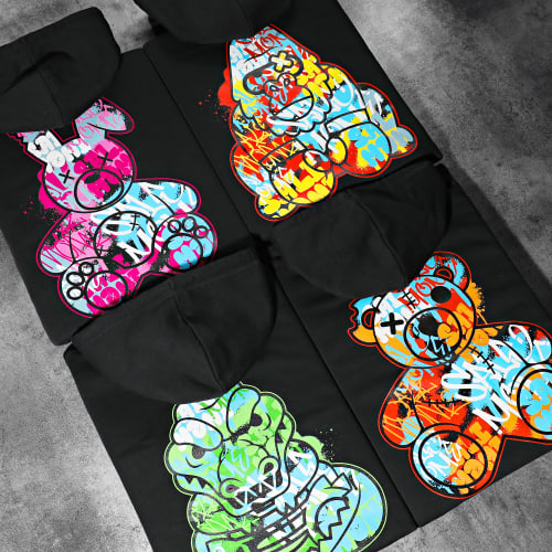 Sweat Capuche Gorille Graffiti Noir