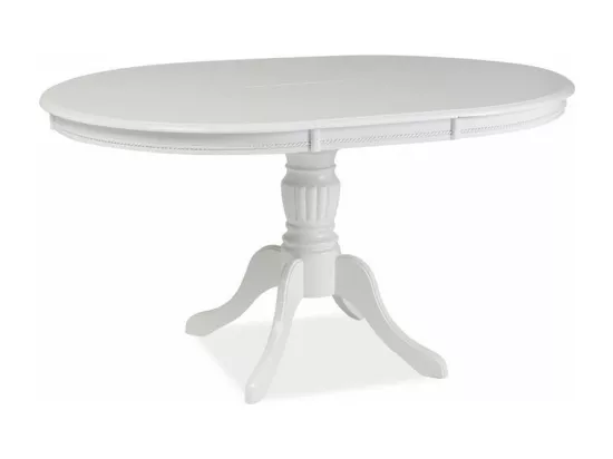 Table à manger blanche 106cm extensible blanche avec pied central Ade - Blanc