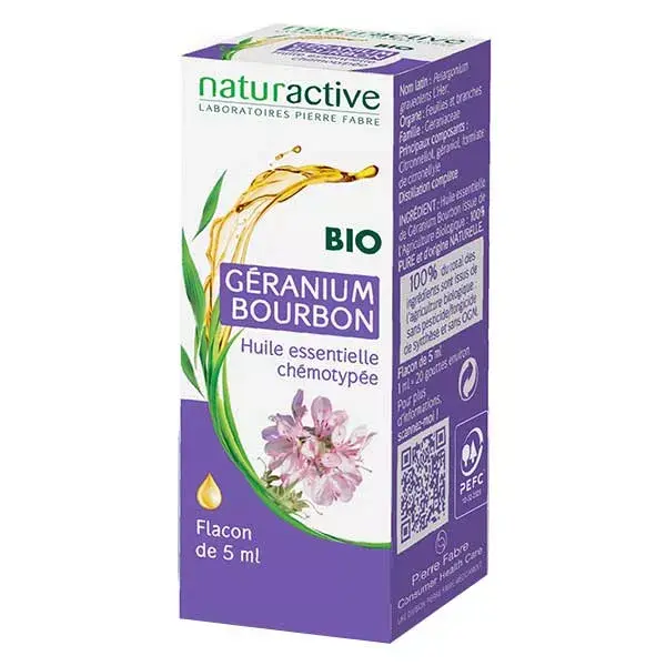 Óleo Essencial de Gerânio Bourbon Orgânico Naturaactive 5ml