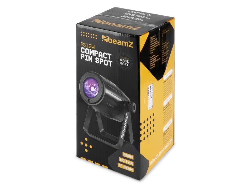 BeamZ Scheinwerfer PS12W Pin Spot Kompakter Pinspot mit einer leistungsstarken 12-Watt-4-in-1-LED