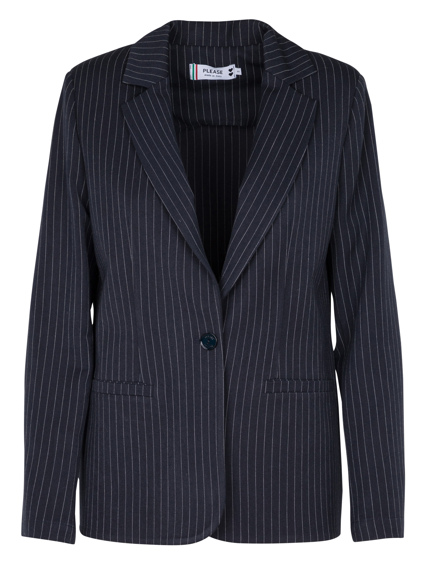 Blazer col tailleur droit à rayures | Bleu