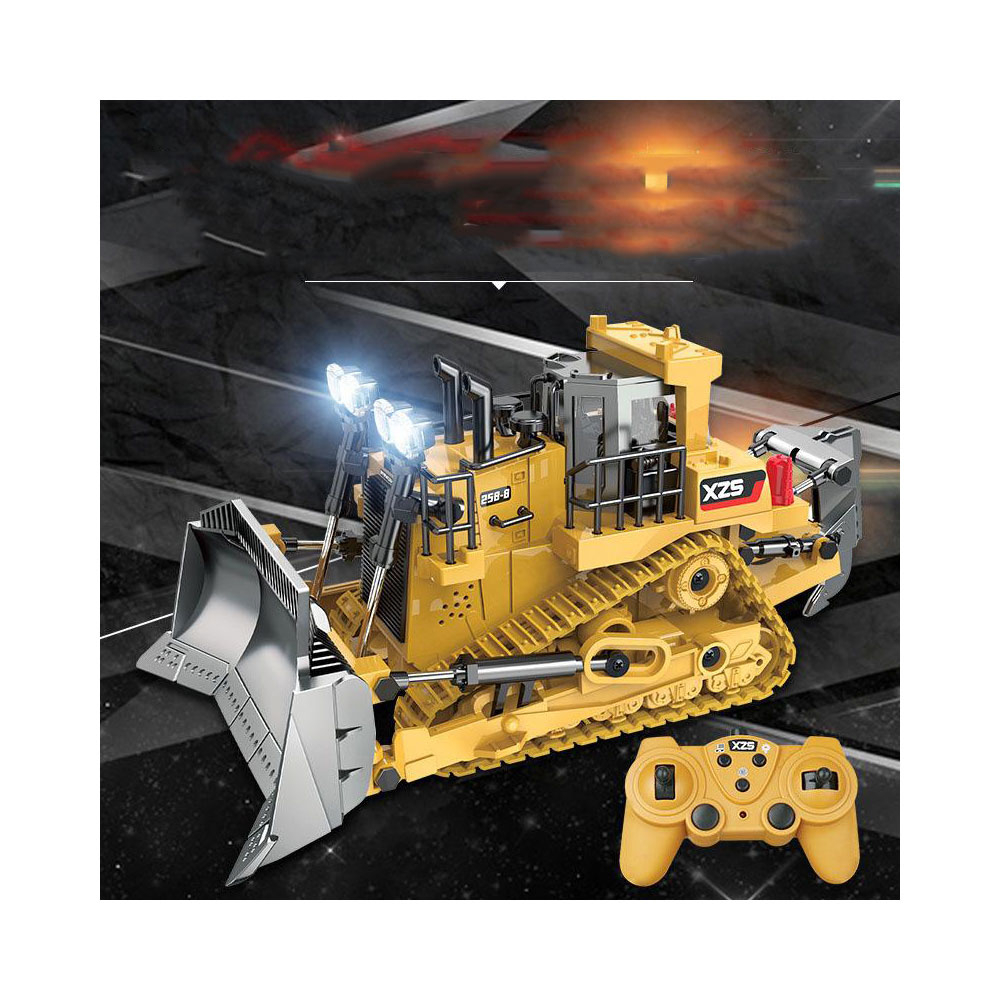 Ferngesteuerter 2.4GHz RC Spielzeug Raupenschlepper Bulldozer   Fernbedienung mit Geräuschfunktion und Beleuchtung - Gelb
