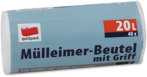 Quickpack Müllbeutel mit Tragegriff transparent 20 Ltr.