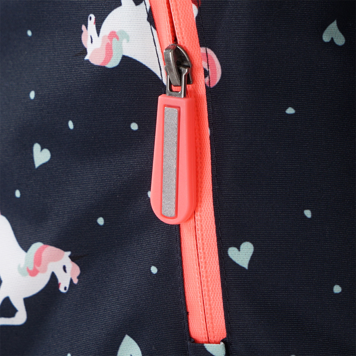 Topolino Mädchen Schneejacke mit Einhorn-Allover dunkelblau / koralle