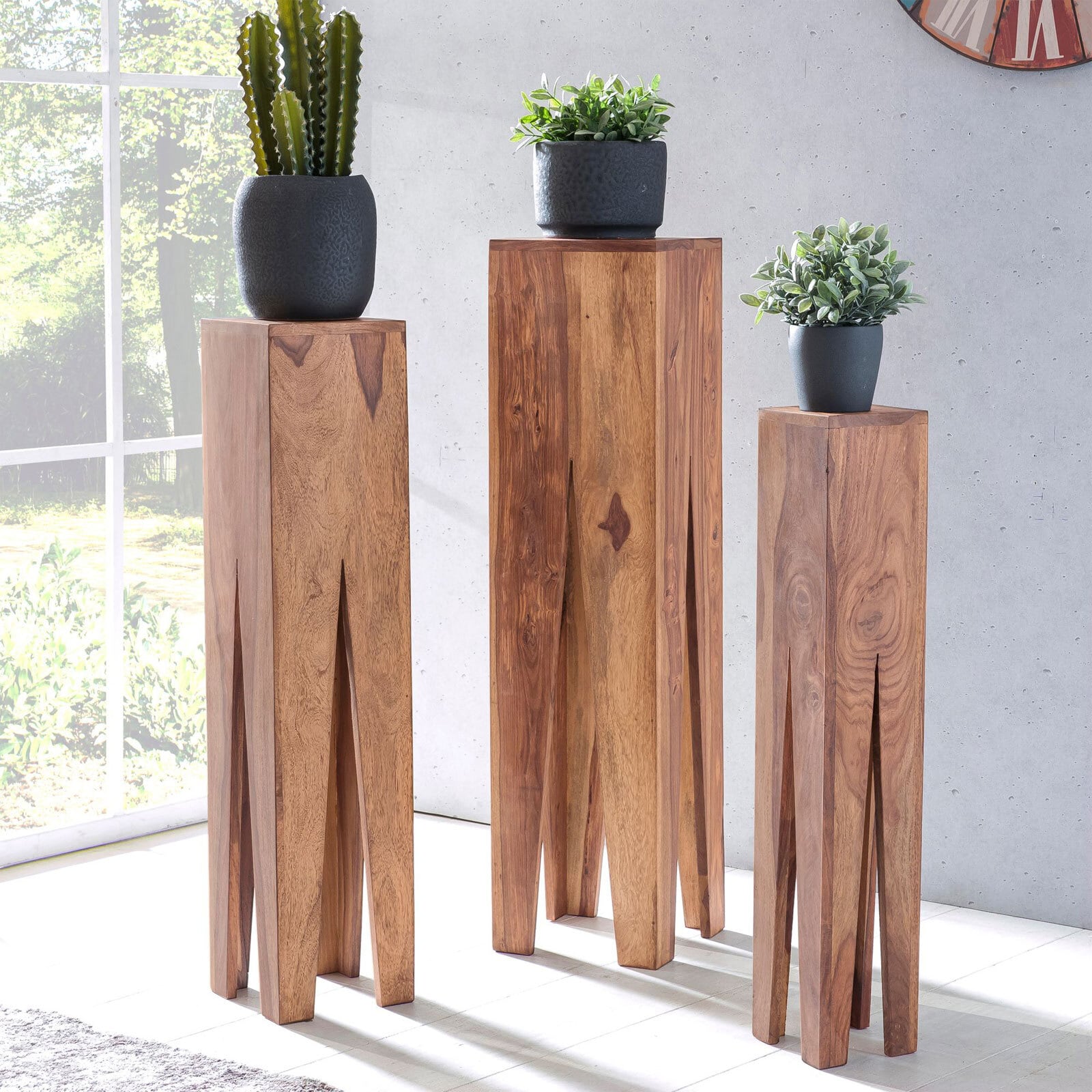 Beistelltische Davy 3er-Set Massivholz Akazie braun