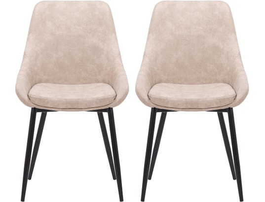 CONCEPT1 - Chaise Lot de 2 C. Bari beige effet daim