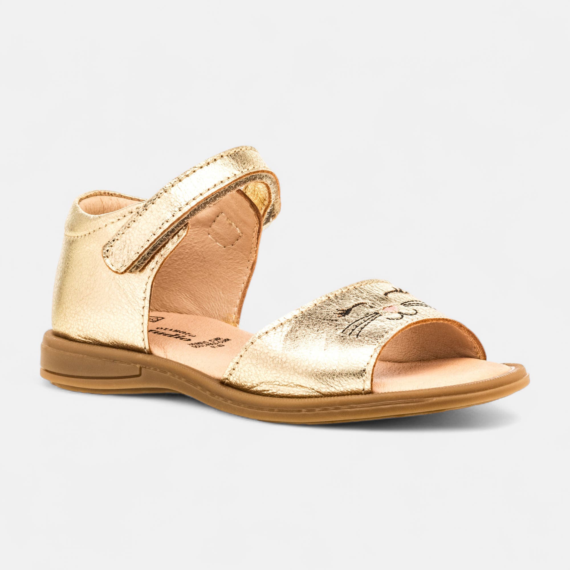 Nu-pieds Fille en cuir or