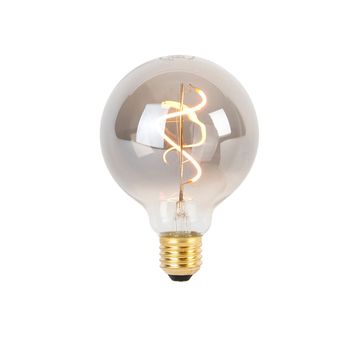 Set van 5 E27 dimbare LED spiraal filament lamp G95 smoke 3W 95 lm 1800K