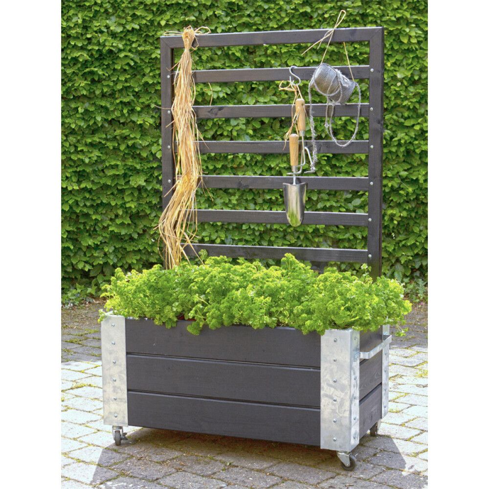 PLANTEKASSE PLUS MED ESPALIER OG HJUL 130CM