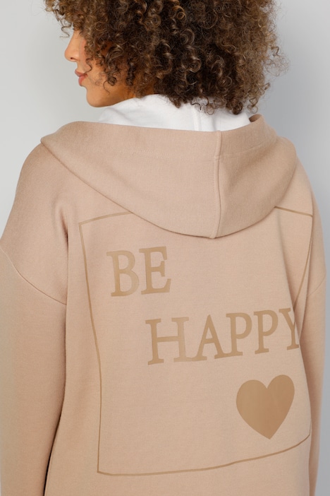 Sweatjacke, offene Form, Rücken-Schriftzug, Kapuze