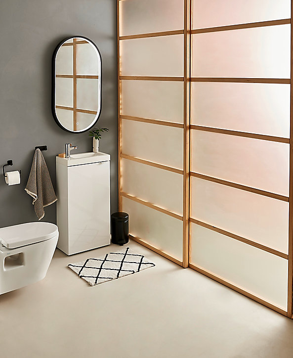 Meuble lave mains à poser GoodHome Imandra blanc L.44 x H.79 cm + plan vasque Beni