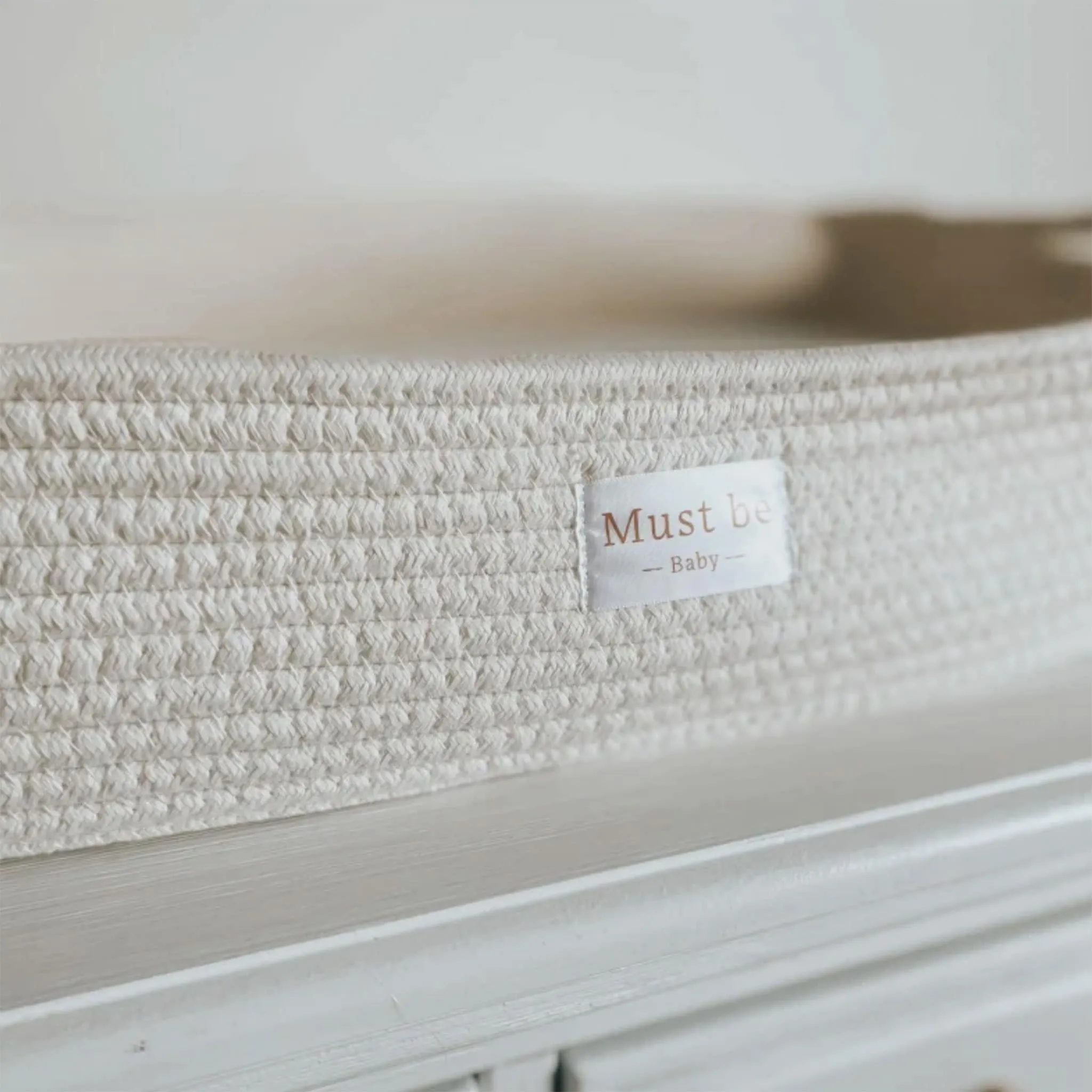 Must Be Baby Panier à Langer en coton et Matelas - Meringue