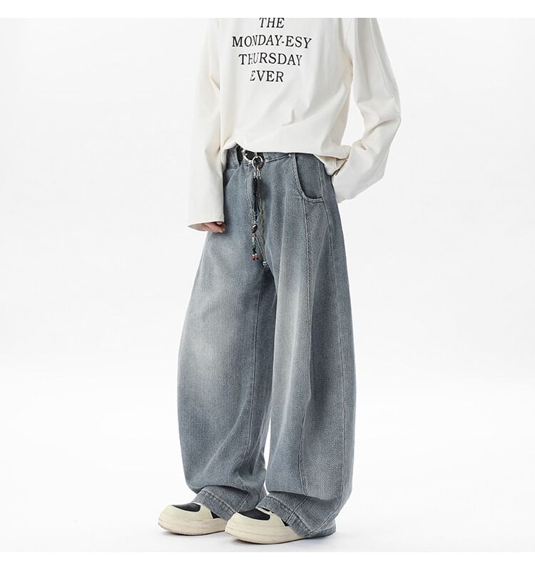 VEAZ - Mid Rise Washed Wide Leg Jeans