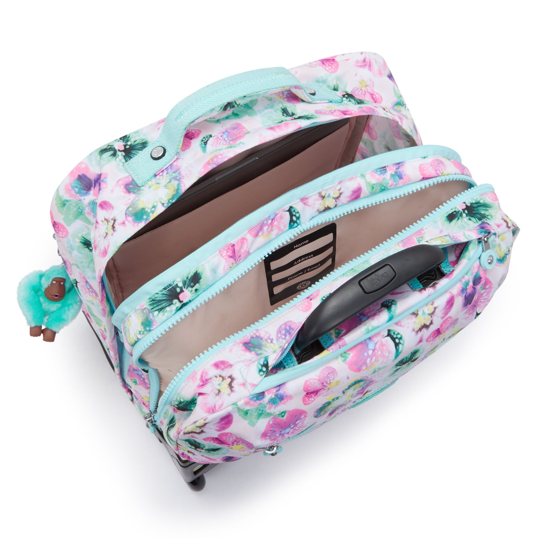 GIORNO Grand sac à dos à roulettes avec compartiment pour ordinateur - Aqua Blossom