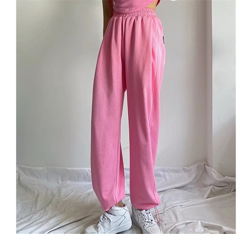 Asiris - Hoge taille effen rechte joggingbroek