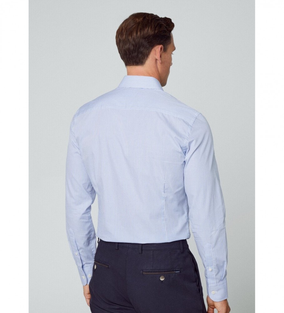 Camisa Hackett Azul com Estampa Xadrez