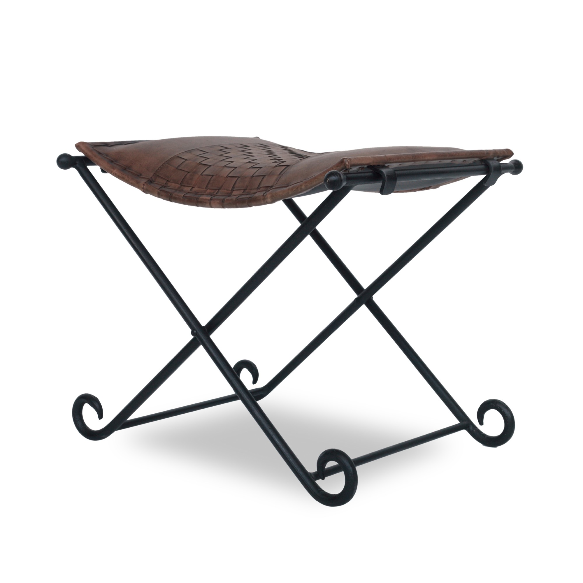 Scherenhocker 'Moreno', braun, T 56 cm, B 36 cm, H 40 cm von fischer's lagerhaus