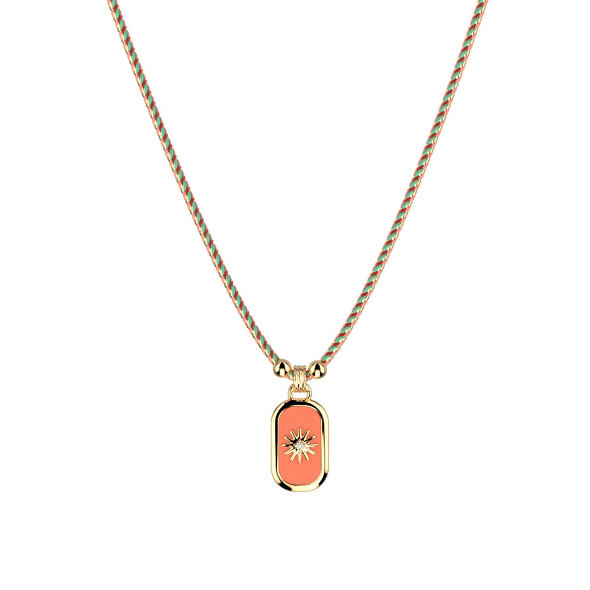 Collier Les Georgettes collection Cadettesdoré médaillon soleil corail