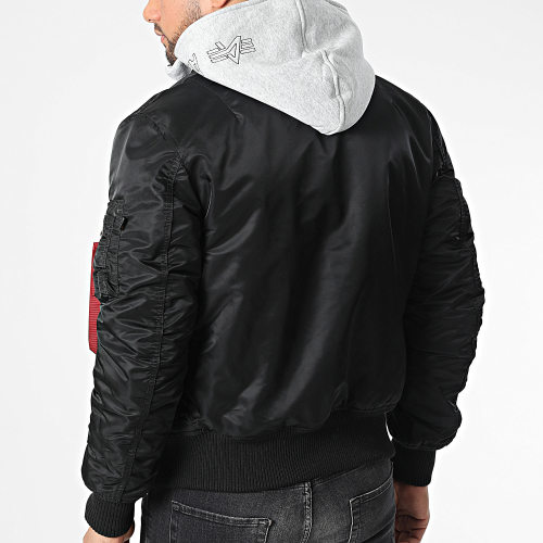 Veste Bomber Capuche MA-1 D-Tec 183110 Noir Gris Chiné
