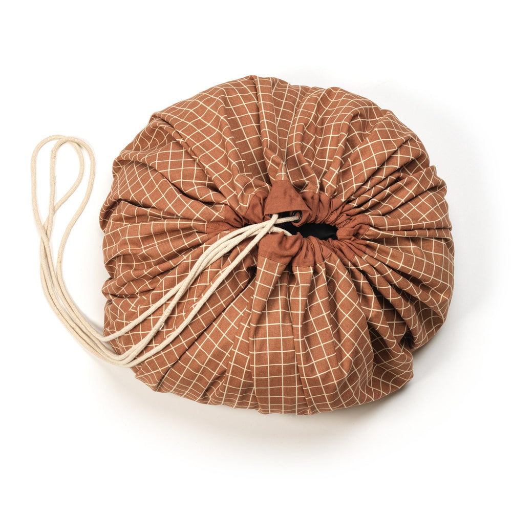 Køb Play&Go Organic Grid Brown 2-in-1 Legetæppe