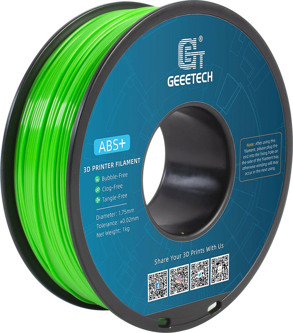 GEEETECH  ABS+ Green, 1,75 mm / 1000 g    Beständiges ABS-Filament für robuste und langlebige Modelle in Green