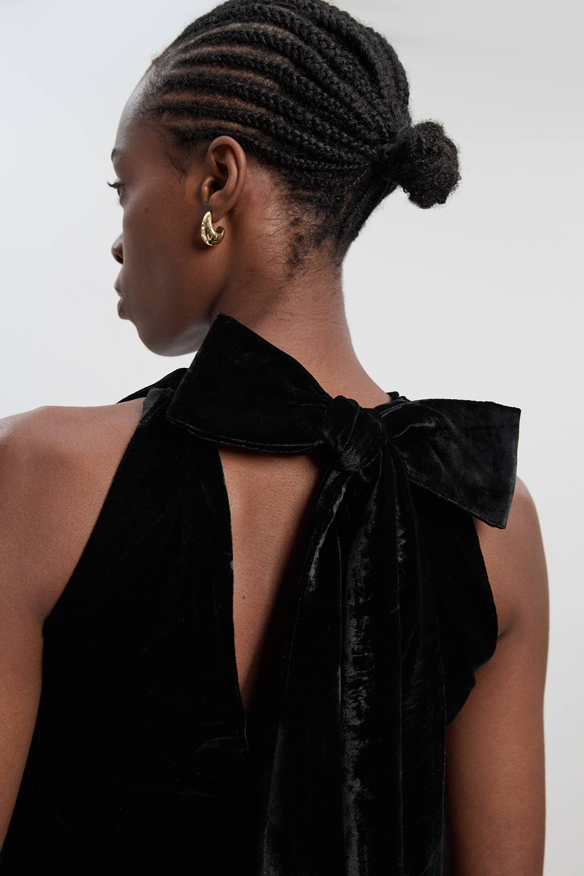 KarenMillen Robe Mini en Velours Tissé avec Liens dans le Dos