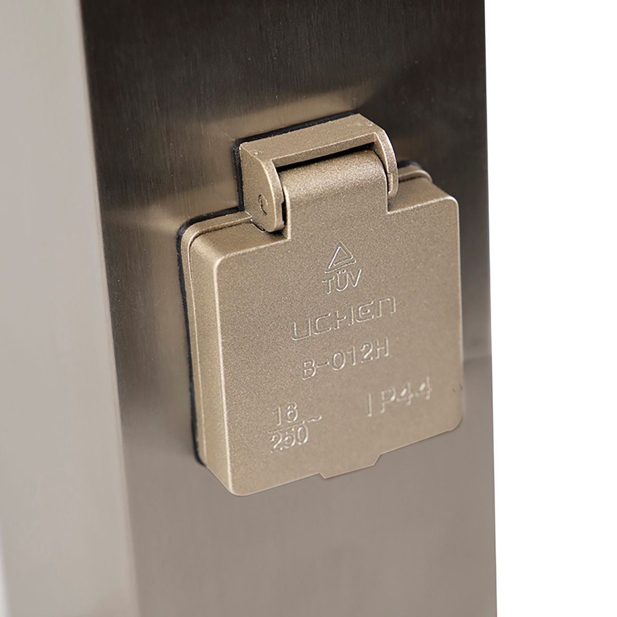 Buitenlamp staal incl stopcontact IP44- Malios met grondpin en kabelmof