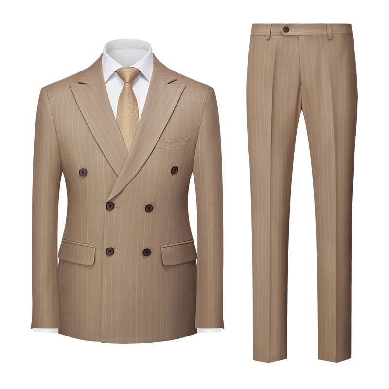 Oeps - Set: Reverskraag, krijtstreep, dubbelrijs blazer + middelhoge pantalon