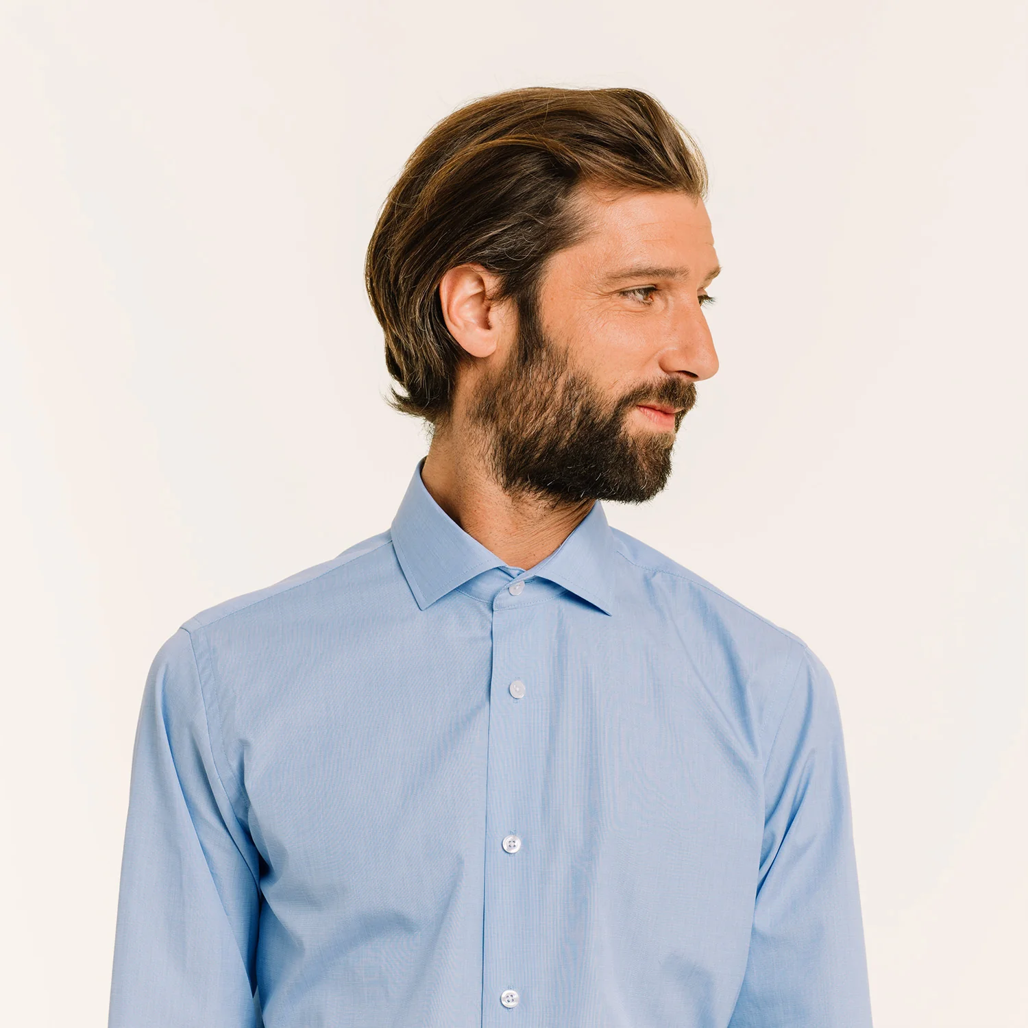 Blue and white double-twisted thread-on-fil shirt